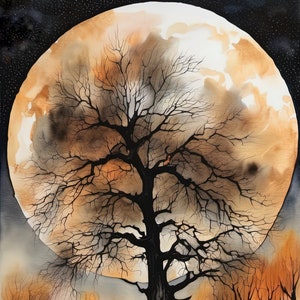 Aquarel boslandschap schilderij 20 | Downloadbare jpeg-muurkunstafdruk