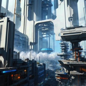 White City 16 | Sci-Fi Cityscape | Downloadable JPEG Wall Art Print