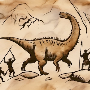 Dinosaur Cave Art 3 | Caveman Drawings | Downloadable JPEG Wall Art Print