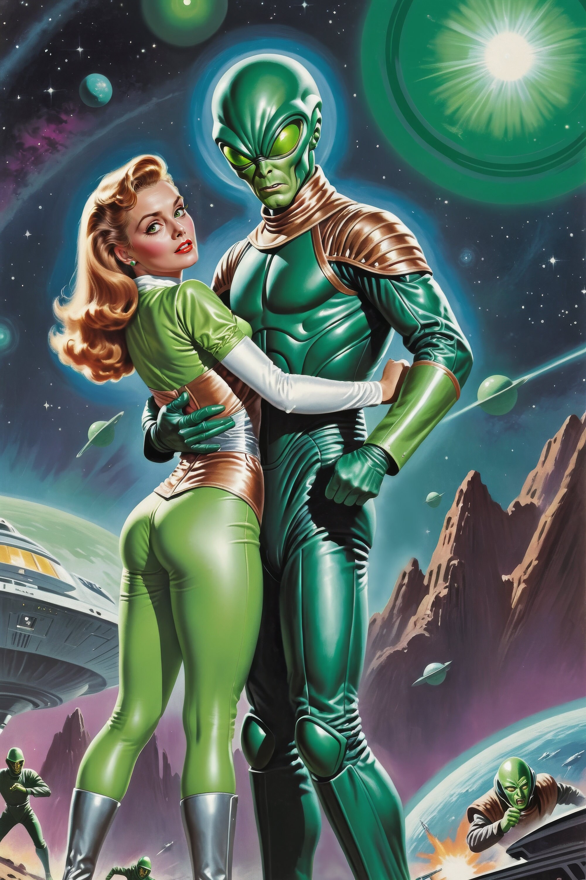 Retro Futuristic Retro Alien Costume Vintage Style Sci-fi Alien - Main Image