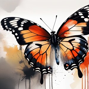 Watercolor Monarch Butterfly Painting 1 | Downloadable JPEG | Printable Wall Art Decor