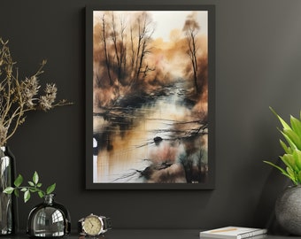 Watercolor Forest Landscape Painting 1 | Downloadable JPEG Wall Art Print