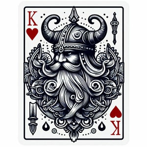 Carta de juego Viking King of Hearts / Impresión de arte mural JPEG descargable / Regalo para él