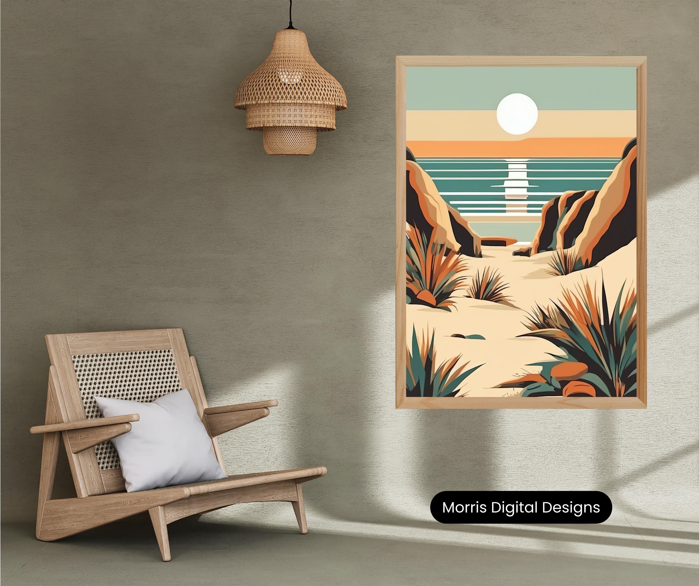 Mid-century Modern Beach Sunset 4 Downloadable JPEG Wall Art Print ...