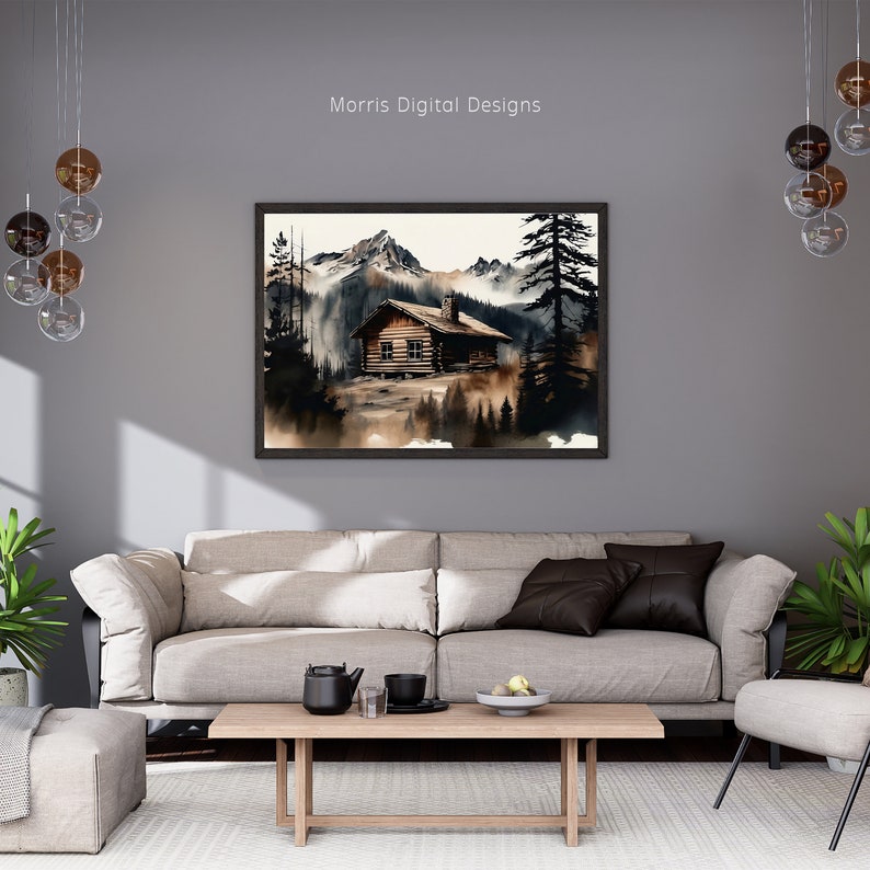 Watercolor Log Cabin Painting 2 | Downloadable JPEG Wall Art Print - Etsy