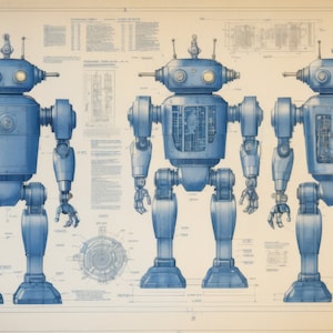 Robot Blueprint 1 | Downloadable JPEG Wall Art Print