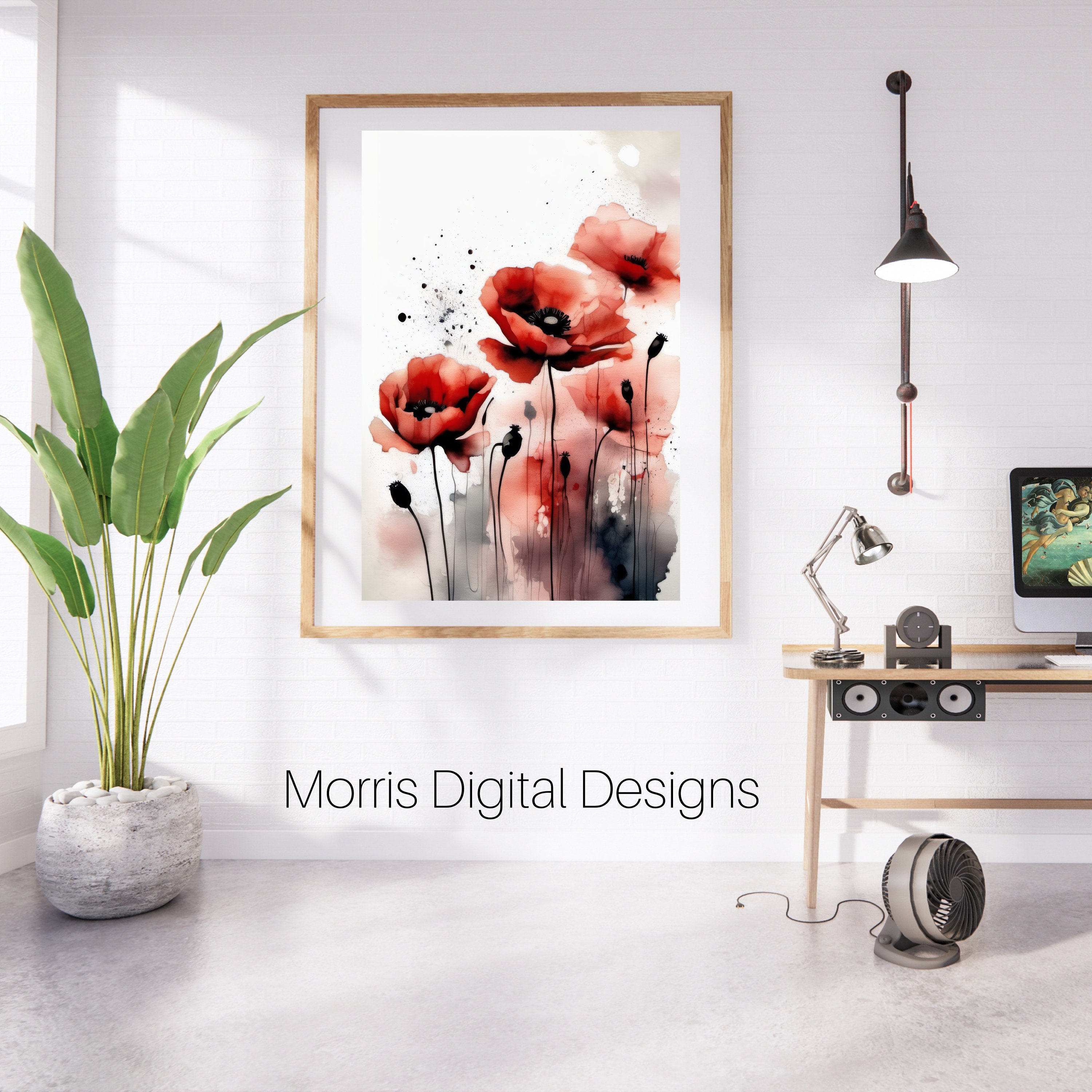Red Poppy Watercolor Painting: Floral Wall Art Print (digital Download ...