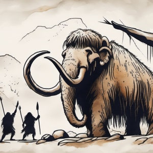 Mammoth Cave Art 5 | Caveman Drawings | Downloadable JPEG Wall Art Print