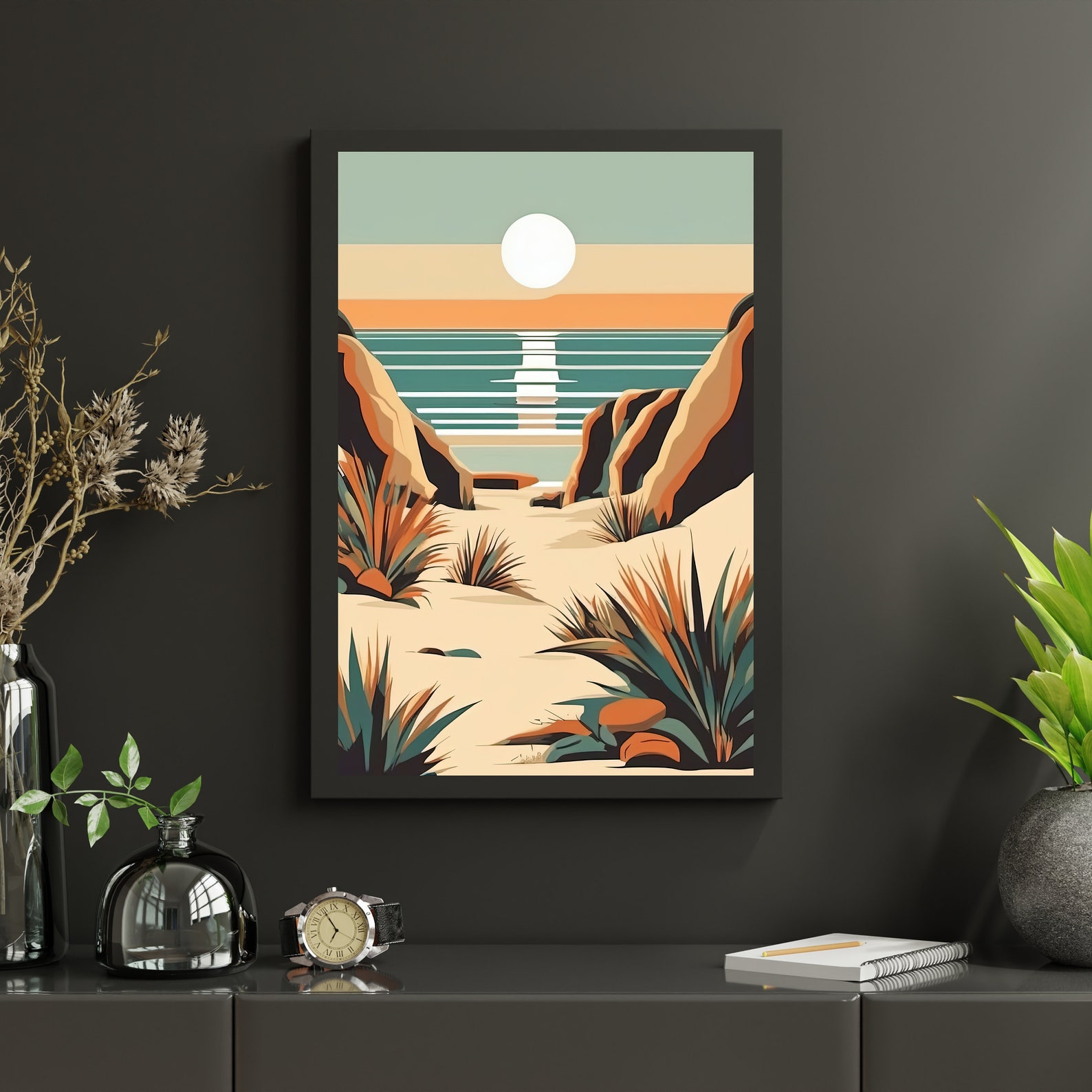 Mid-century Modern Beach Sunset 4 Downloadable JPEG Wall Art Print ...