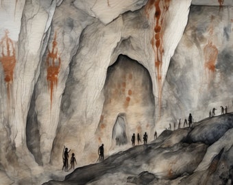 Primitive  Cave Art 1 | Downloadable JPEG | Printable Wall Art Decor