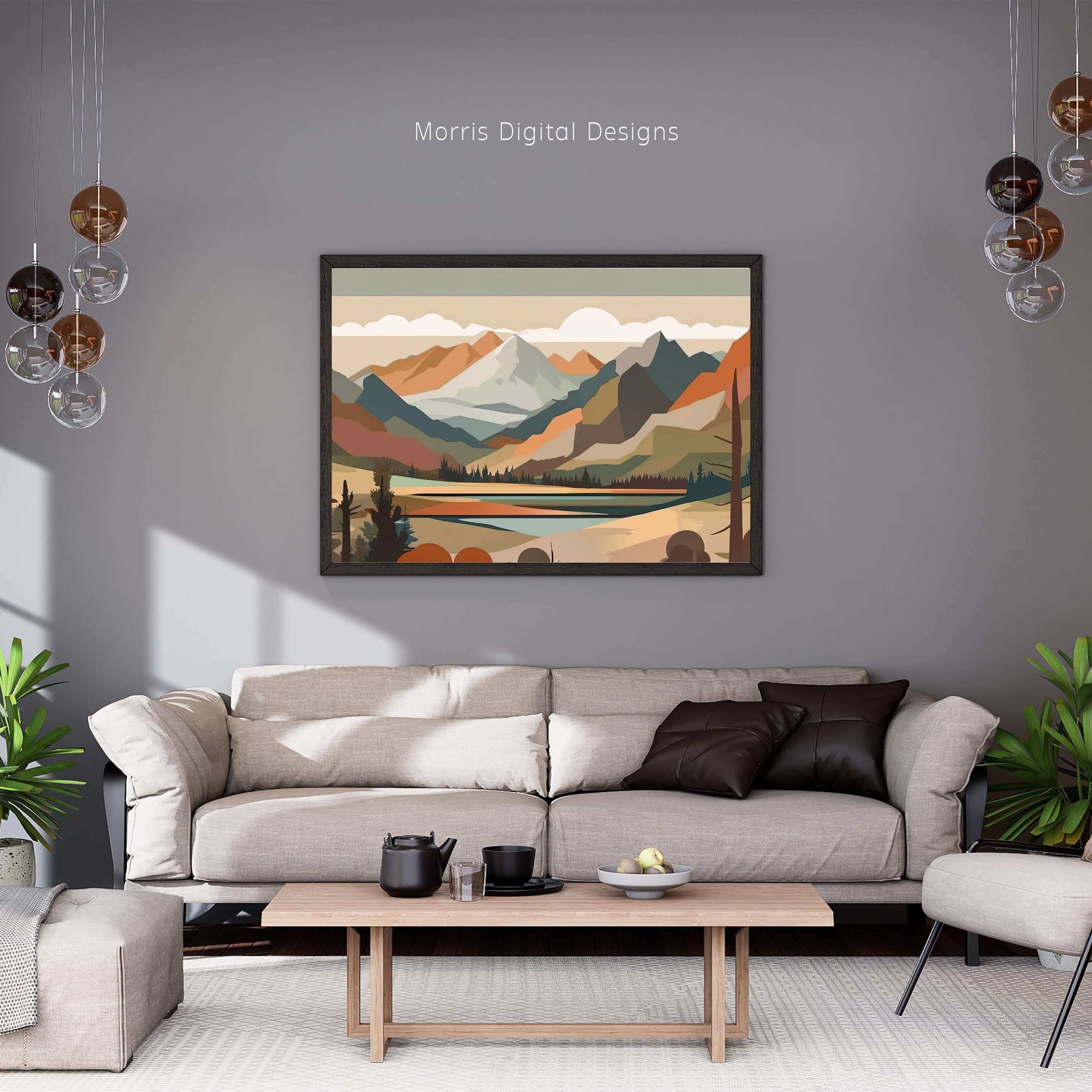 Midcentury Modern Mountain Landscape 6 Downloadable JPEG Wall Art