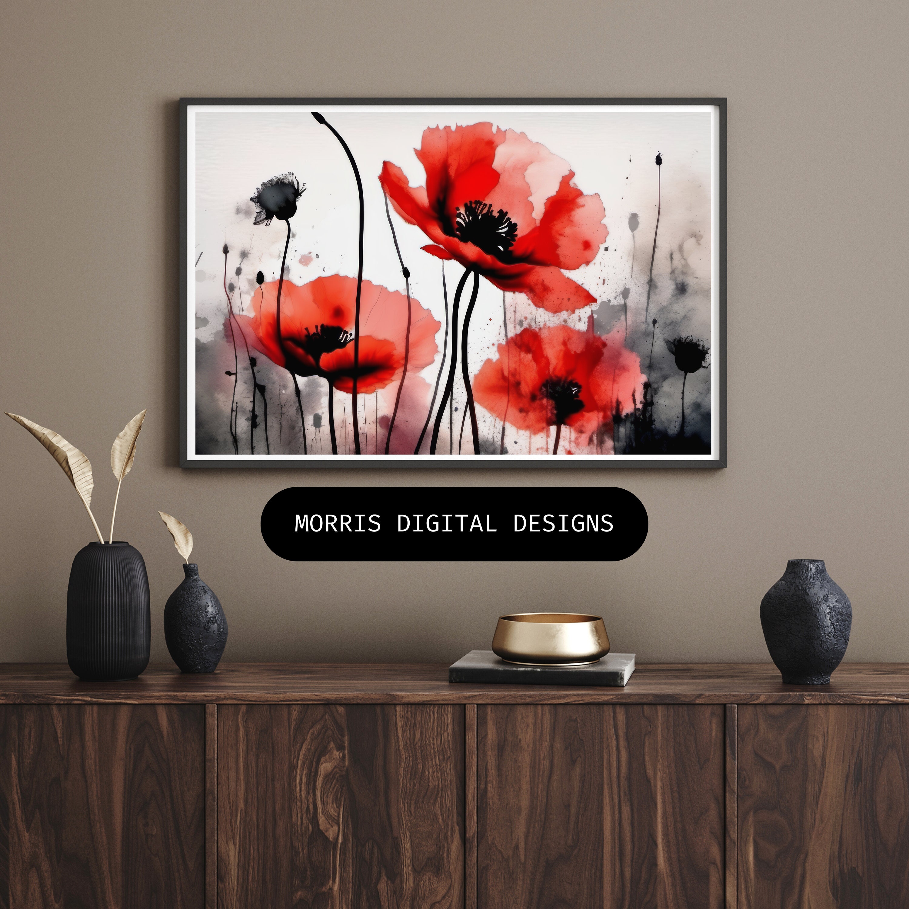 Red Poppy Wildflower Watercolor Print | Botanical Artwork (digital ...