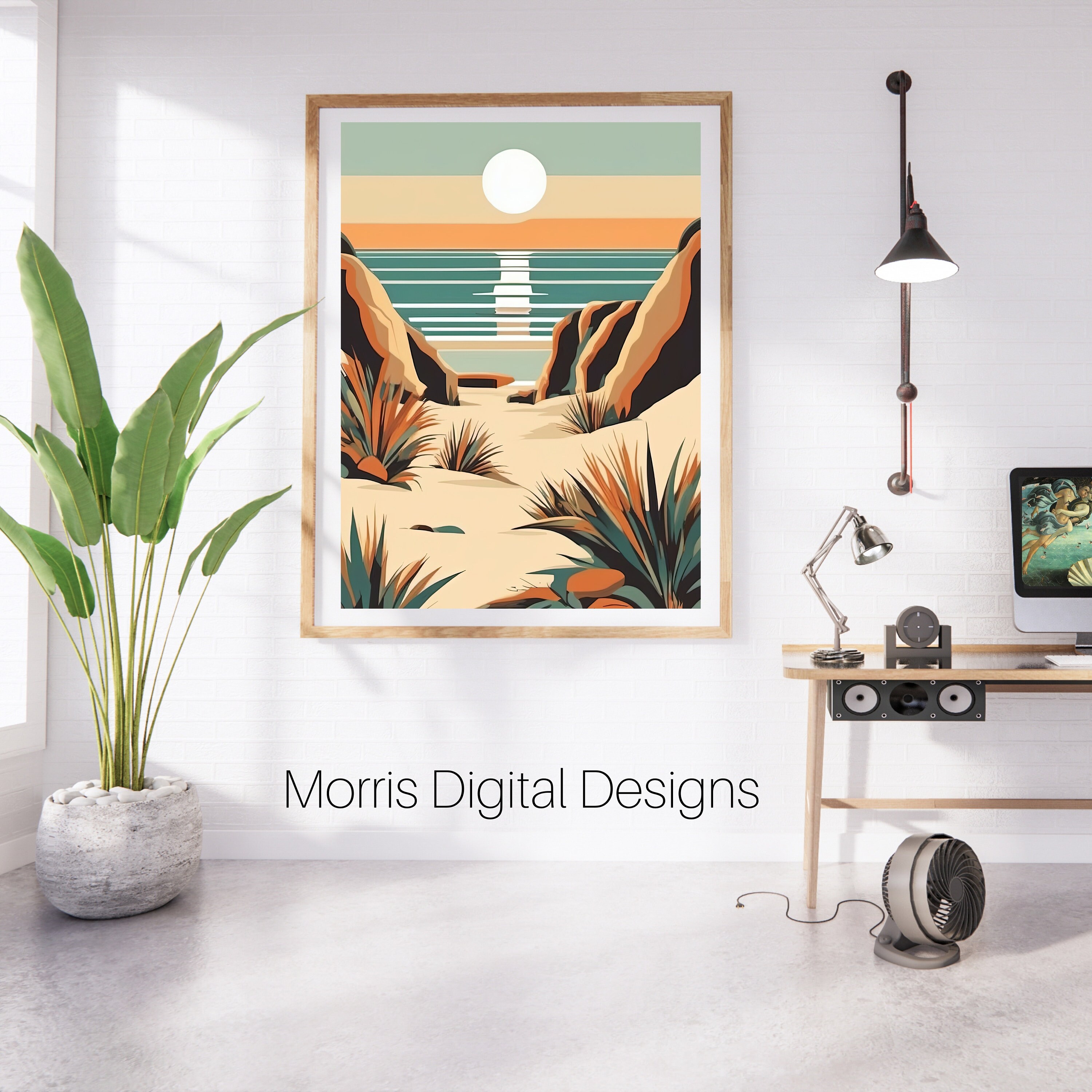 Mid-century Modern Beach Sunset 4 Downloadable JPEG Wall Art Print ...