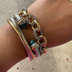 Cable  Bracelet Stone Ends • Oval Link Bracelet • Gift For Her