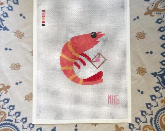 Valentine Shrimp Needlepoint - 13 Count
