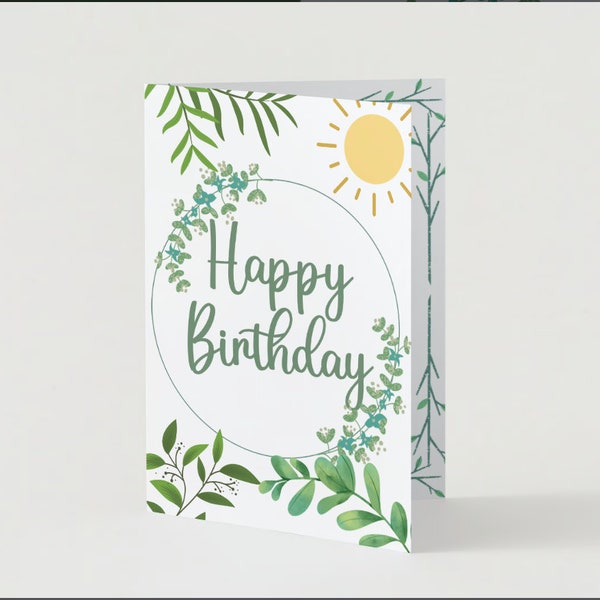 Nature themed Birthday Card / Digital / Printable Template