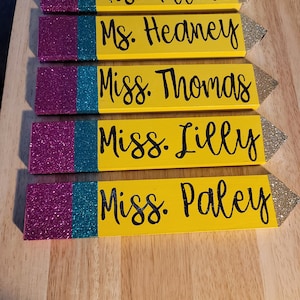 Wooden pencil name plate