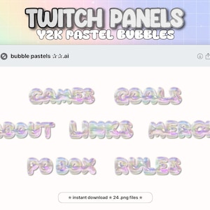 Pannelli Twitch Y2K Pastel Bubble: Kawaii Stream Overlay (download digitale PNG)
