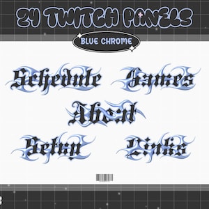Pannelli Twitch Blue Chrome: overlay streaming 3D Cyber Y2K (download digitale)