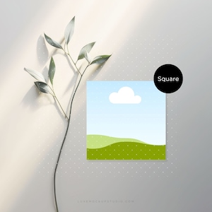 Plantilla de maqueta de tarjeta cuadrada, plantilla de Canva, maqueta de vegetación minimalista, invitación cuadrada, maqueta de Instagram, listado de tiendas de Etsy, papelería