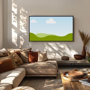 Natural Wood Frame Tv Mockup, 16X9 Framed Art Display, Minimalist Interior Tv Frame, Modern Thin Frame Mockup, Boho Tv Frame Template  137