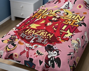 Hazbin Hotel Samtdecke, Charlie Morningstar Hazbin Hoteldekor, Geschenk für Fans, Luzifer Morningstar Hazbin Hotel, Helluvaboss