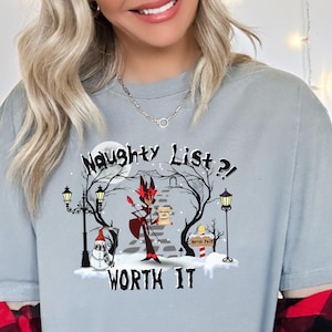 Hazbin Hotel Crewneck Christmas Shirt Women, Alastor Crewneck Comfort Colors Christmas Tshirt, Hazbin Hotel Plus Size Shirt For Christmas