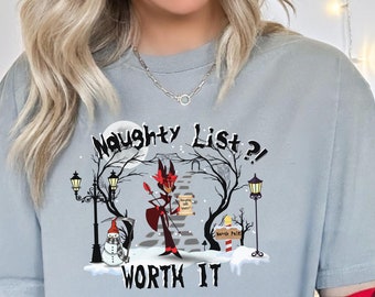 Hazbin Hotel Crewneck Christmas Shirt Women, Alastor Crewneck Comfort Colors Christmas Tshirt, Hazbin Hotel Plus Size Shirt For Christmas