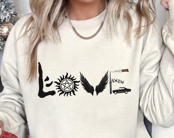 Supernatural Shirt, Liebe Übernatürliches Sweatshirt, Übernatürliche Geschenke für Sie, Supernatural Merch, Sam Dean Winchester Brothers