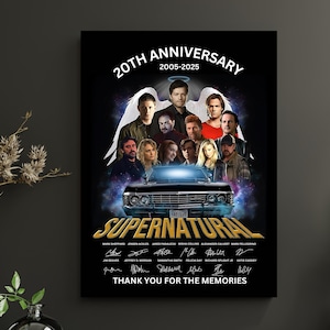 Supernatural 20th Anniversary Signature Poster, Matte Vertical Wall Art Print, Home Decor Gift, TV Show Memorabilia, Fan Art Print,