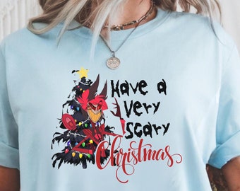Alastor Hazbin Hotel Christmas Shirt, Comfort Colors Xmas Hazbin Hotel T-shirt,Hazbin Hotel Crewneck Christmas Shirt For Anime Fans Gifts