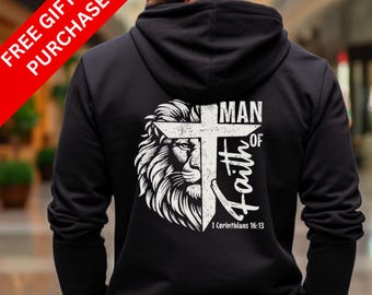 Christian Full Zip Hooded Sweatshirt, Man Of The Lord Jesus Jacket For Church, Religious Unisex Hoodie, Faith Zip-Up, Spiritual Hoodie