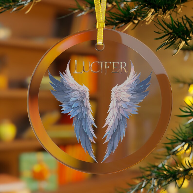 Lucifer Inspired Glass Ornament, Lucifer Morningstar, Christmas Ornament, Gift Father, Father Gift, Custom Gifts, image 2