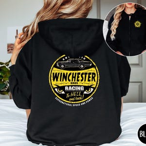 Y2K Supernatural Racing Zip Up Hoodie, Vintage Zippered Hooded Sweatshirt, Retro Racing Jacket, 2000s Inspired Full Zip Sweater, Unisex