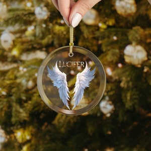 Lucifer Inspired Glass Ornament, Lucifer Morningstar, Christmas Ornament, Gift Father, Father Gift, Custom Gifts, image 3