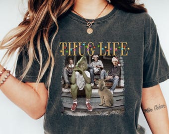 Camiseta navideña de Thug Life Friends, camiseta verde de Thug Life, camiseta navideña de película, camiseta verde de Mean Green One, regalos navideños divertidos, nostalgia de los 90