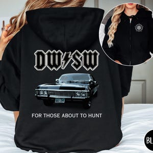 Supernatural Impala Zip Up Hoodie, Supernatural Merch, Supernatural Gifts, SPN Full Zip Hooded Sweatshirt, Supernatural Jacket Gifts For Her