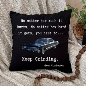 Supernatural Inspired Sam Dean Winchester Square Pillow, Personalized Gifts, Fall Decor, Gift Father,  Supernarural merch, father gift