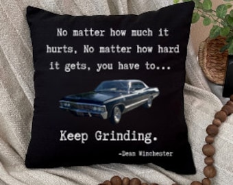 Supernatural Inspired Sam Dean Winchester Square Pillow, Personalized Gifts, Fall Decor, Gift Father,  Supernarural merch, father gift