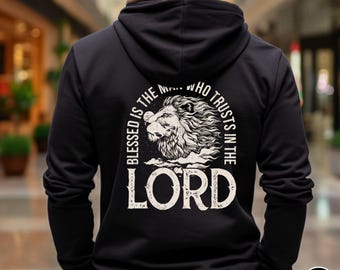 Blessed Is The Man Christian Mens Hoodie, Bible Verse Hoodies Scripture Sweatshirt Gospel Cross Jesus Christian Merch Shirt
