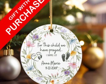 Personalized “For This Child We Have Prayed” Ornament | Custom Bible Verse Baby Ornament | Newborn Keepsake | Christian Gift CB82