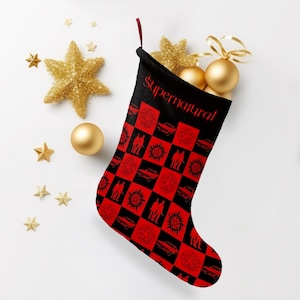 Supernatural Merch Christmas Stockings, Supernatural Gifts For Her Him, Supernatural Christmas Decor,  Dean Winchester Brothers Fandom Gifts