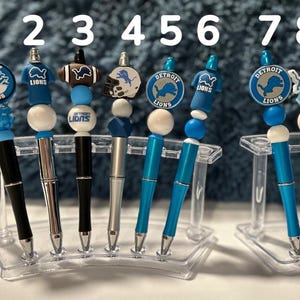 Sports Team Beaded Pen: Black Ink Pen with Refill
