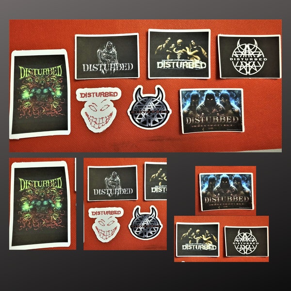 Disturbed Stickers Set - 7 Stickers, Down With The Sickness, David Draiman Metal Stickers, Alternative Music Stickers, Band Sticker