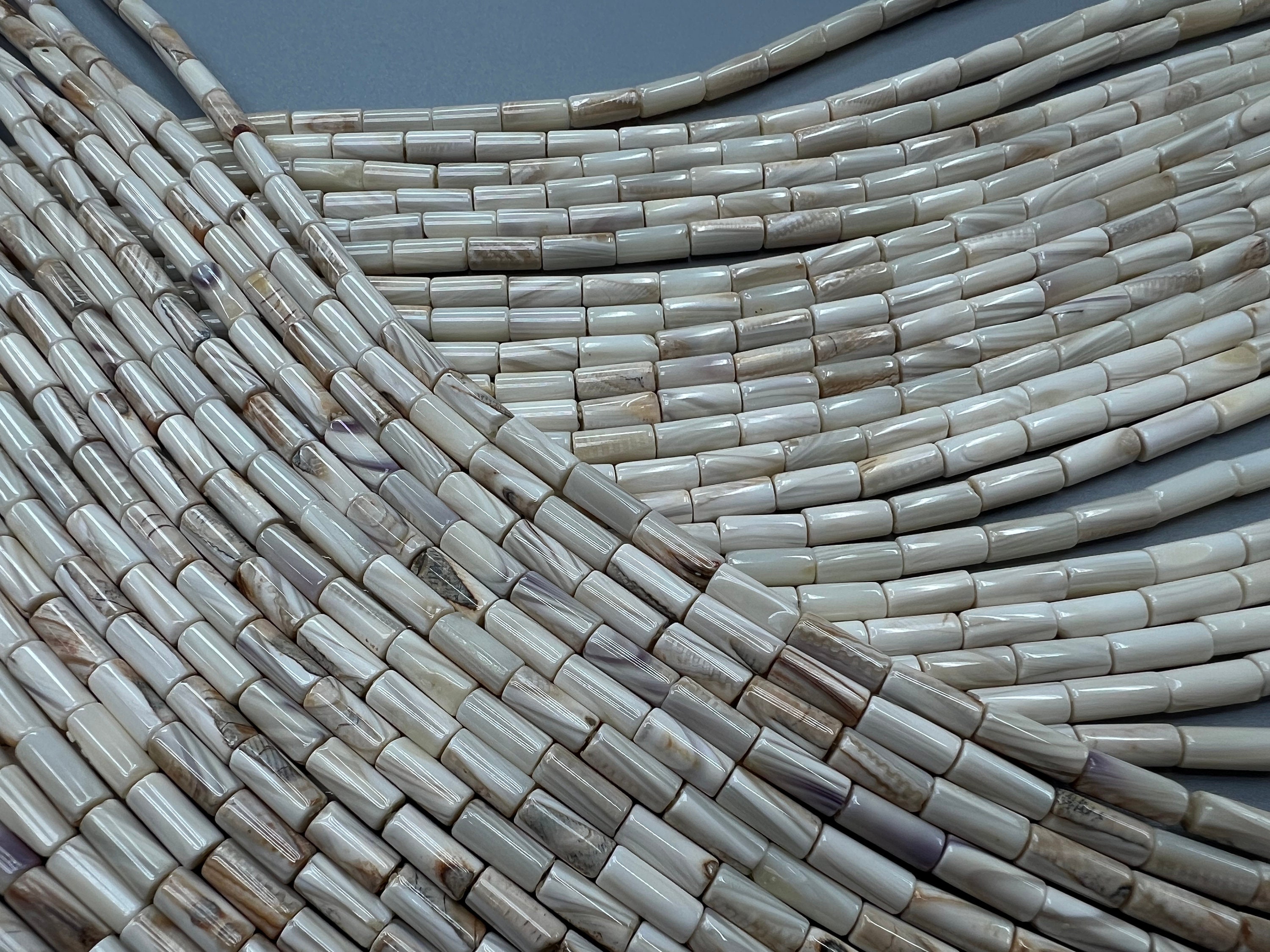 White Color Wampum Shell Tube Bead 16inch Etsy