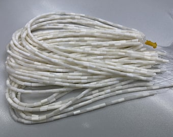 Wampum Shell White Tube beads Matte 4x8mm 16inch