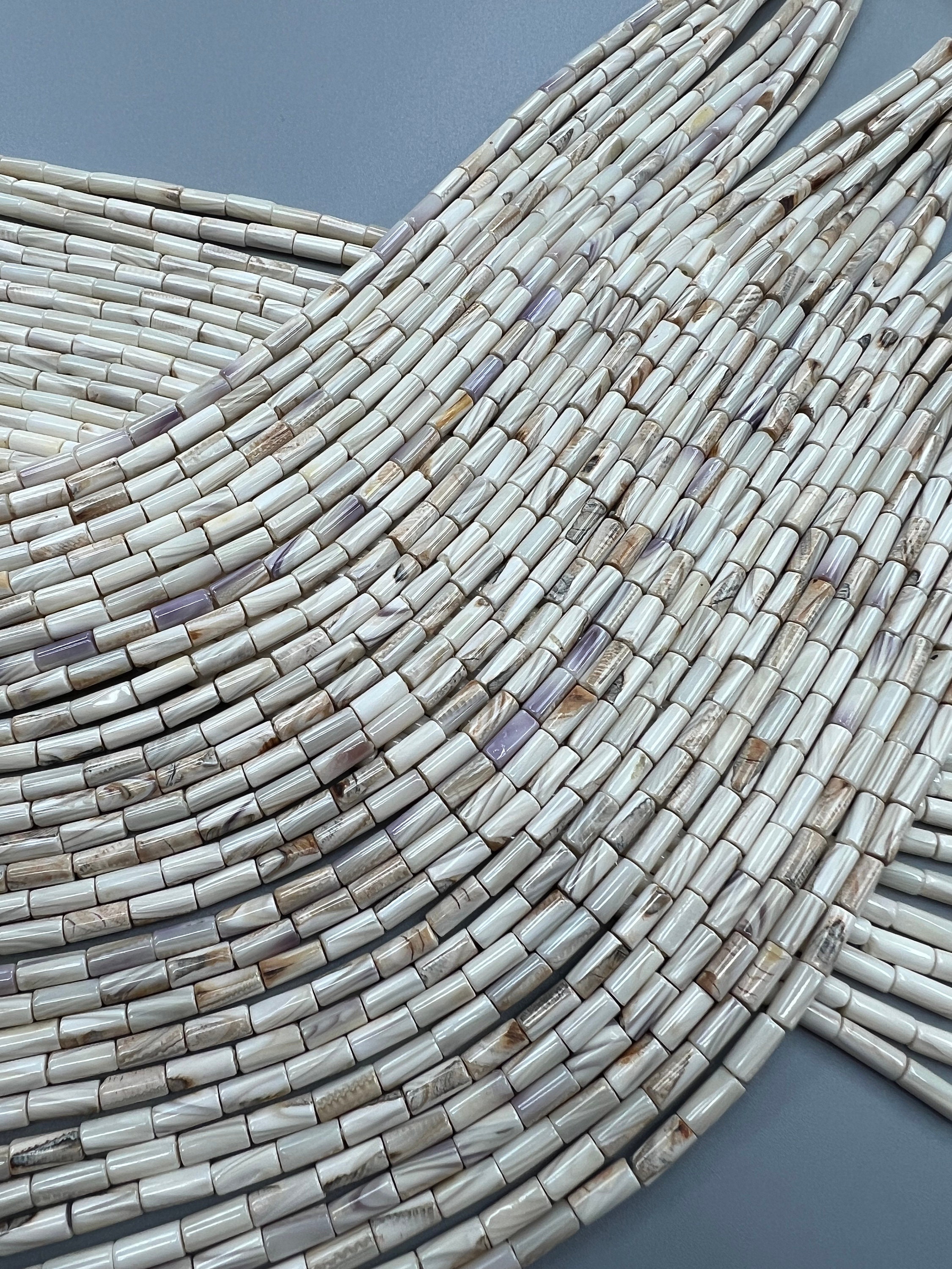 White Color Wampum Shell Tube Bead 16inch Etsy