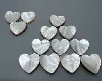 25mm/35mm White Mother of Pearl Shell Heart Shape Loose Pieces