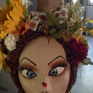 Enchanting Ladybug Delight: Hand-Painted Floral Styrofoam Mannequin Head