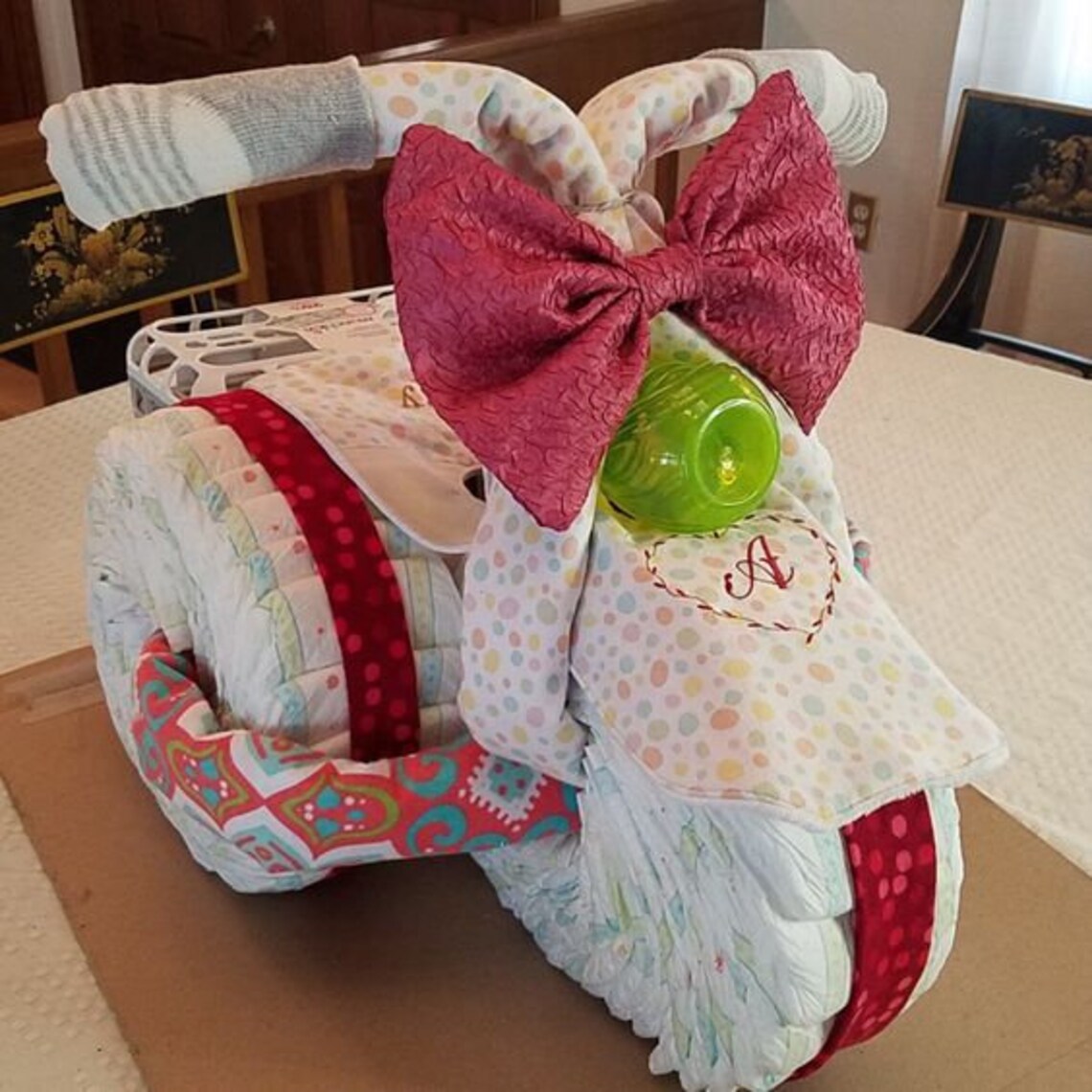 Adorable Baby Diaper Cake Tricycles, Diaper Cake, Diaper Gift, Baby